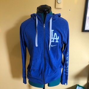 Blue LA Dodgers zip up Nike hoodie size M